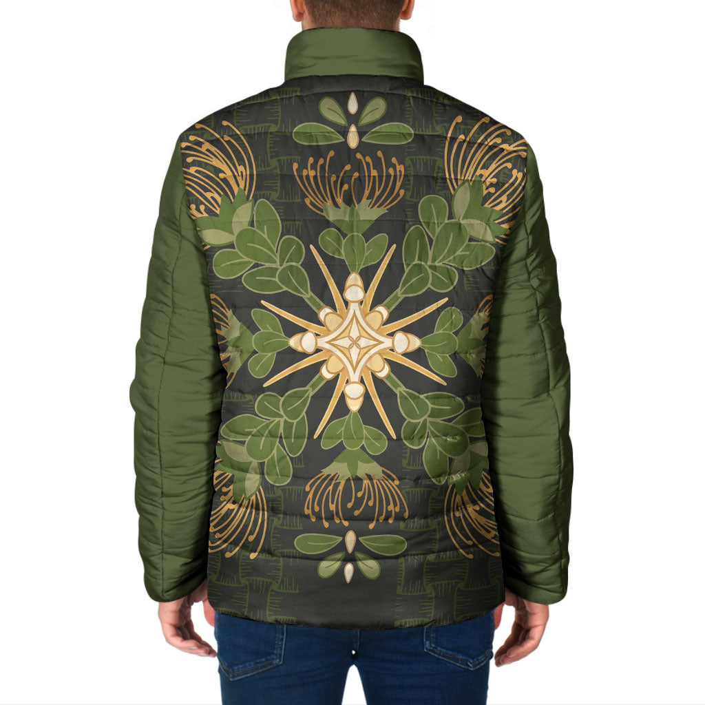 Hawaii Ohia Lehua Squares Padded Jacket Hawaiian Quilt Inspired Floral Pattern LT9 - Polynesian Pride