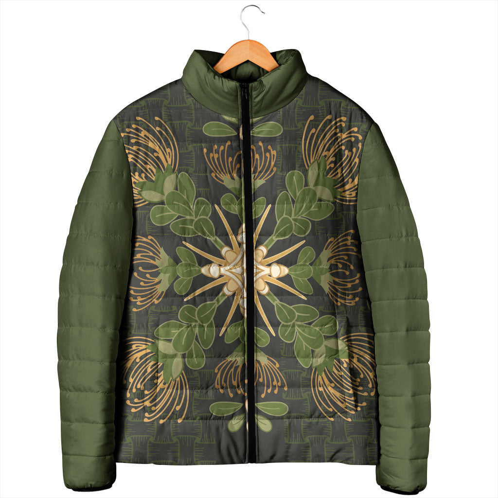 Hawaii Ohia Lehua Squares Padded Jacket Hawaiian Quilt Inspired Floral Pattern LT9 - Polynesian Pride