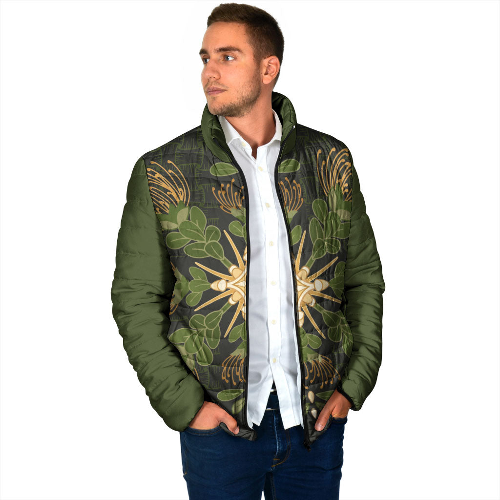 Hawaii Ohia Lehua Squares Padded Jacket Hawaiian Quilt Inspired Floral Pattern LT9 - Polynesian Pride