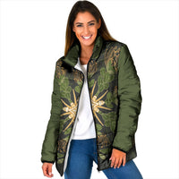 Hawaii Ohia Lehua Squares Padded Jacket Hawaiian Quilt Inspired Floral Pattern LT9 Women Green - Polynesian Pride