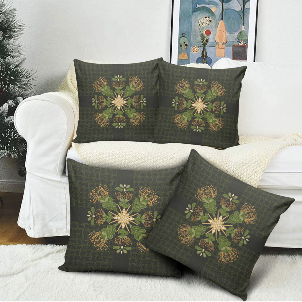 Hawaii Ohia Lehua Squares Pillow Cover Hawaiian Quilt Inspired Floral Pattern LT9 - Polynesian Pride