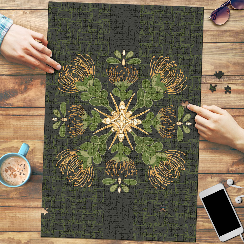 Hawaii Ohia Lehua Squares Puzzle Hawaiian Quilt Inspired Floral Pattern LT9 Green - Polynesian Pride