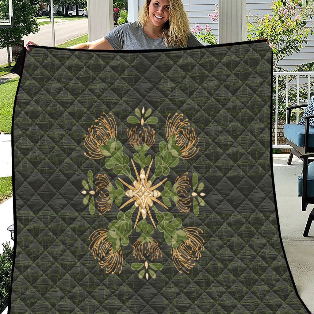Hawaii Ohia Lehua Squares Quilt Hawaiian Quilt Inspired Floral Pattern LT9 Green - Polynesian Pride
