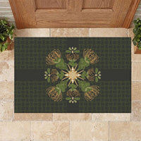 Hawaii Ohia Lehua Squares Rubber Doormat Hawaiian Quilt Inspired Floral Pattern LT9 Green - Polynesian Pride