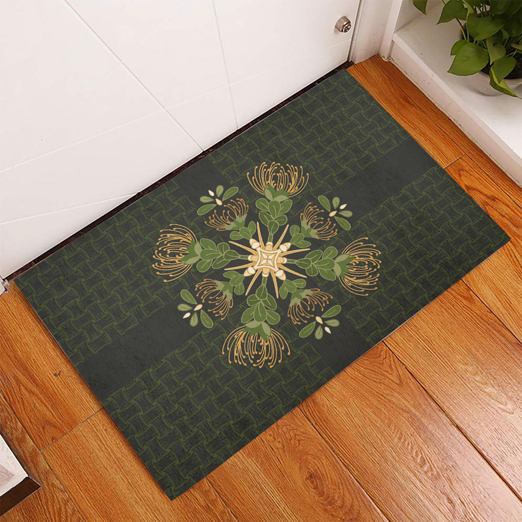 Hawaii Ohia Lehua Squares Rubber Doormat Hawaiian Quilt Inspired Floral Pattern LT9 - Polynesian Pride