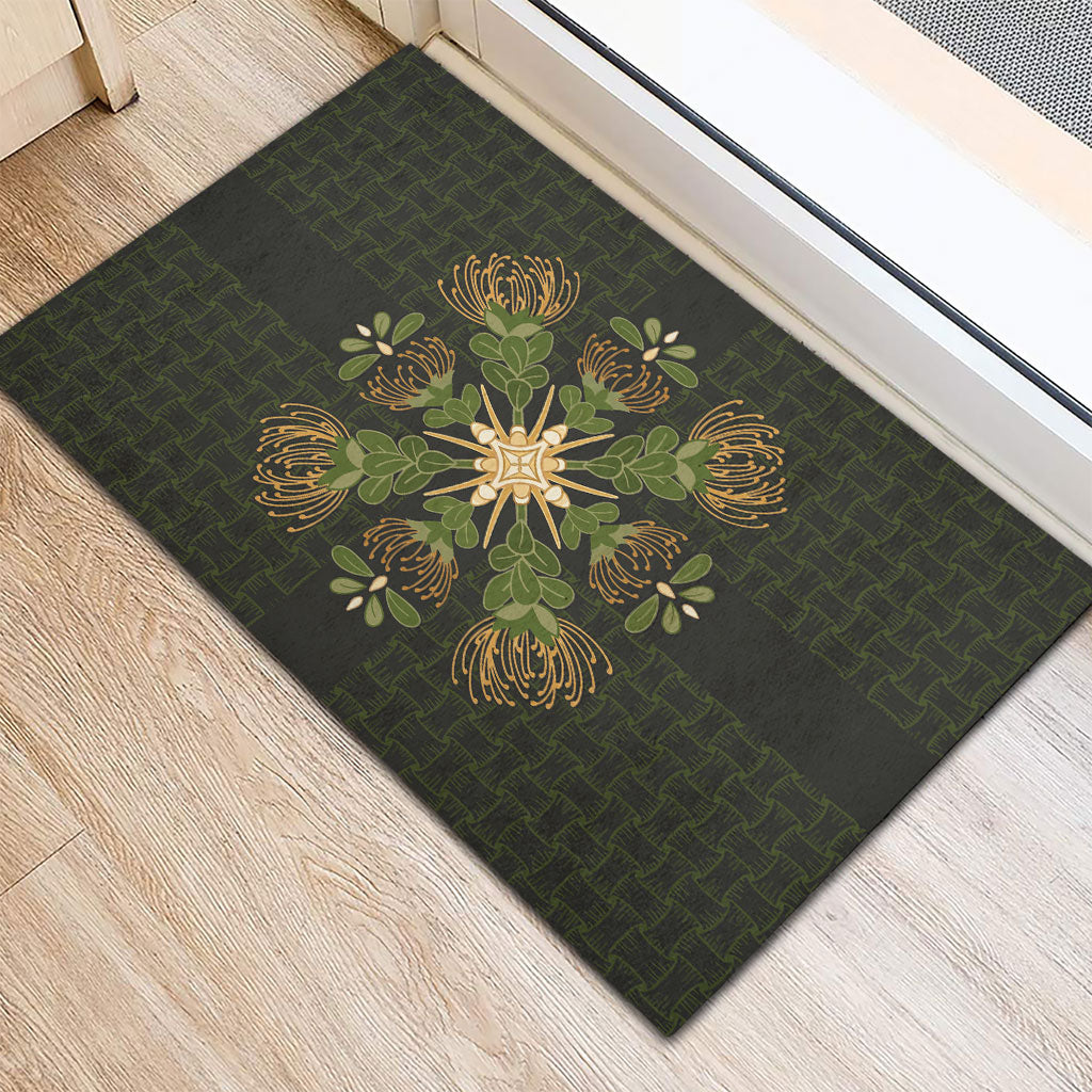Hawaii Ohia Lehua Squares Rubber Doormat Hawaiian Quilt Inspired Floral Pattern LT9 - Polynesian Pride