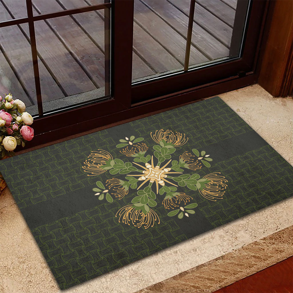 Hawaii Ohia Lehua Squares Rubber Doormat Hawaiian Quilt Inspired Floral Pattern LT9 - Polynesian Pride