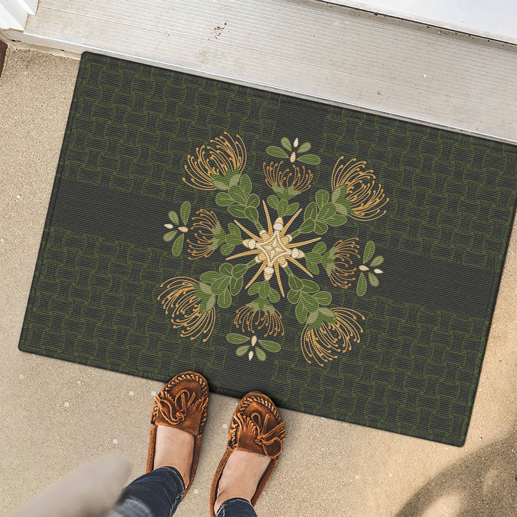 Hawaii Ohia Lehua Squares Rubber Doormat Hawaiian Quilt Inspired Floral Pattern LT9 - Polynesian Pride