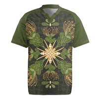 Hawaii Ohia Lehua Squares Rugby Jersey Hawaiian Quilt Inspired Floral Pattern LT9 Green - Polynesian Pride
