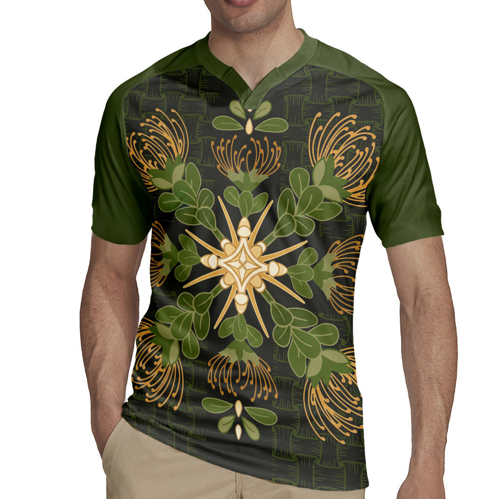 Hawaii Ohia Lehua Squares Rugby Jersey Hawaiian Quilt Inspired Floral Pattern LT9 - Polynesian Pride