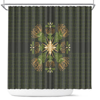 Hawaii Ohia Lehua Squares Shower Curtain Hawaiian Quilt Inspired Floral Pattern LT9 Green - Polynesian Pride