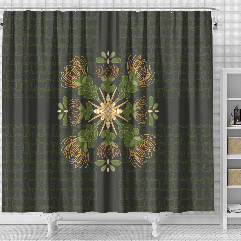 Hawaii Ohia Lehua Squares Shower Curtain Hawaiian Quilt Inspired Floral Pattern LT9 - Polynesian Pride