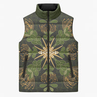 Hawaii Ohia Lehua Squares Sleeveless Puffer Jacket Hawaiian Quilt Inspired Floral Pattern LT9 Unisex Green - Polynesian Pride