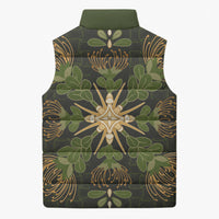Hawaii Ohia Lehua Squares Sleeveless Puffer Jacket Hawaiian Quilt Inspired Floral Pattern LT9 - Polynesian Pride