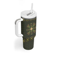 Hawaii Ohia Lehua Squares Tumbler With Handle Hawaiian Quilt Inspired Floral Pattern LT9 - Polynesian Pride