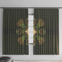 Hawaii Ohia Lehua Squares Window Curtain Hawaiian Quilt Inspired Floral Pattern LT9 With Hooks Green - Polynesian Pride