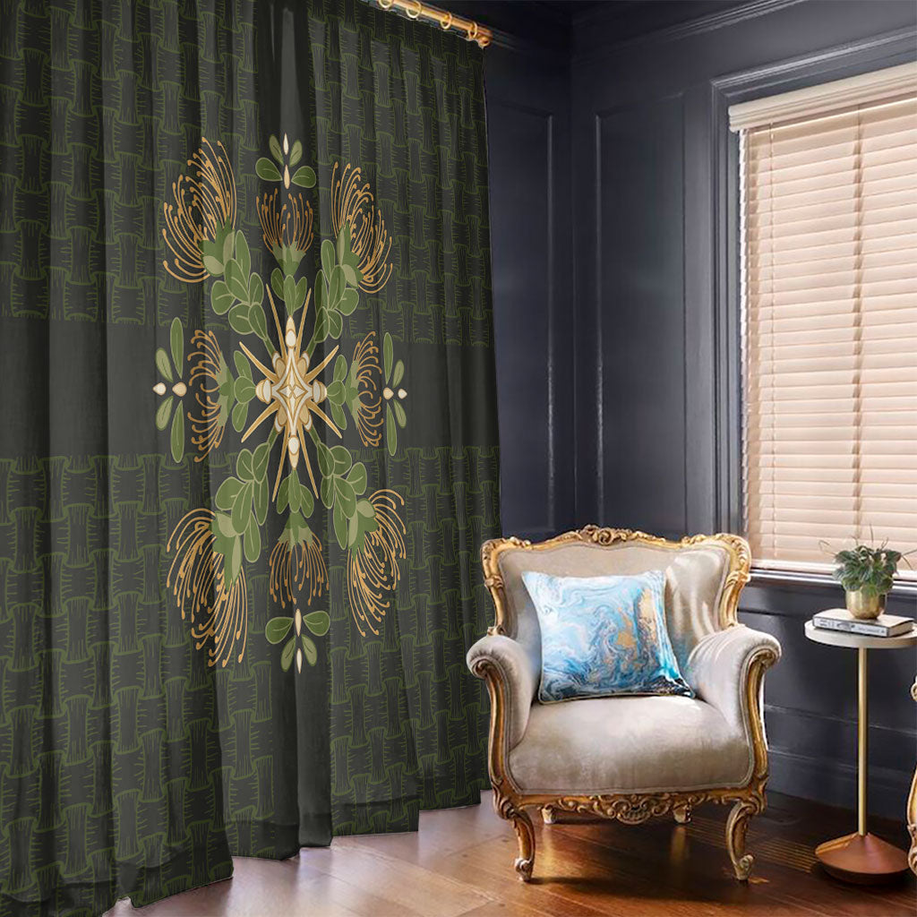 Hawaii Ohia Lehua Squares Window Curtain Hawaiian Quilt Inspired Floral Pattern LT9 - Polynesian Pride