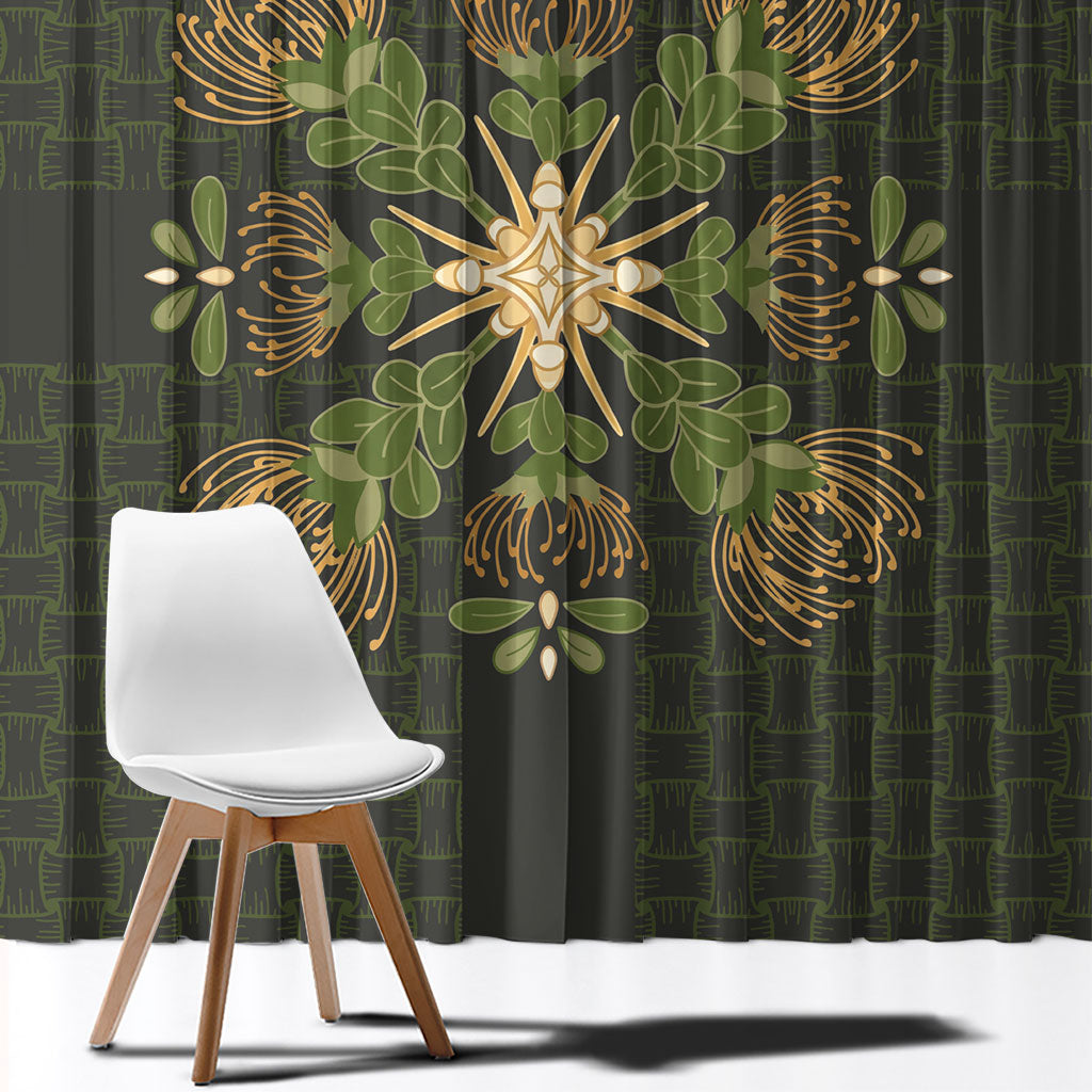 Hawaii Ohia Lehua Squares Window Curtain Hawaiian Quilt Inspired Floral Pattern LT9 - Polynesian Pride