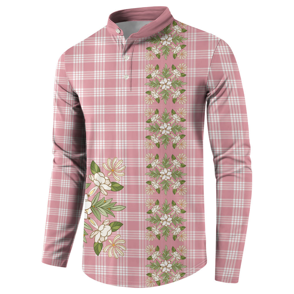 Akala Hamele Hawai'i Palaka Squares Maile Leaf Button Sweatshirt Flowers Hawaiian Quilt Patterns LT9 - Polynesian Pride