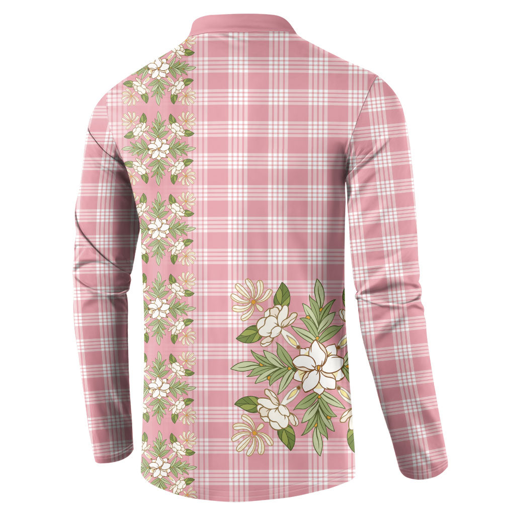 Akala Hamele Hawai'i Palaka Squares Maile Leaf Button Sweatshirt Flowers Hawaiian Quilt Patterns LT9 - Polynesian Pride