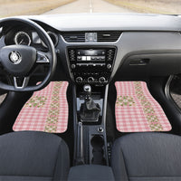 Akala Hamele Hawai'i Palaka Squares Maile Leaf Car Mats Flowers Hawaiian Quilt Patterns LT9 Set 2pcs - Front Dusty Rose - Polynesian Pride