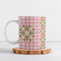 Akala Hamele Hawai'i Palaka Squares Maile Leaf Ceramic Mug Flowers Hawaiian Quilt Patterns LT9 Dusty Rose - Polynesian Pride
