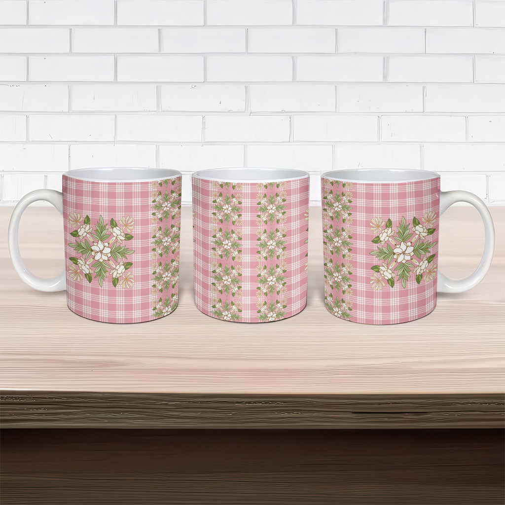 Akala Hamele Hawai'i Palaka Squares Maile Leaf Ceramic Mug Flowers Hawaiian Quilt Patterns LT9 - Polynesian Pride
