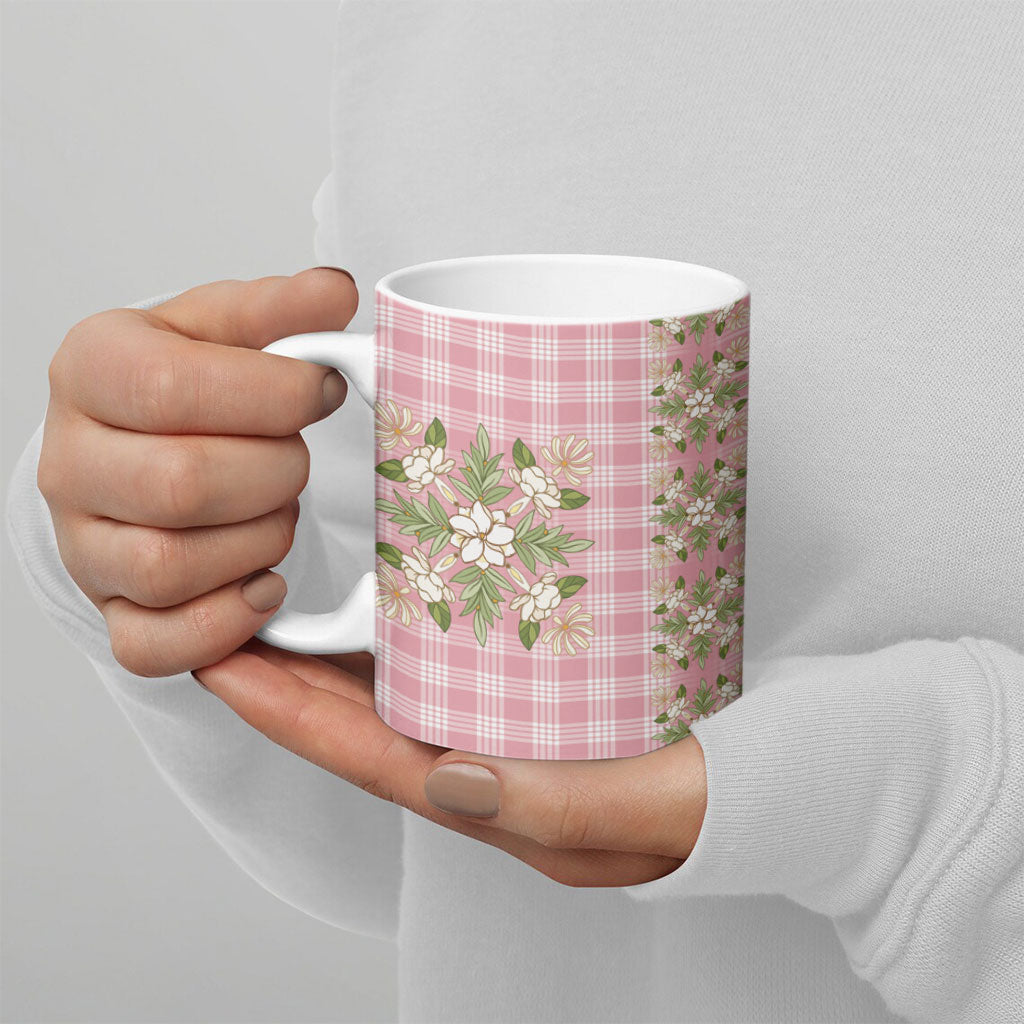 Akala Hamele Hawai'i Palaka Squares Maile Leaf Ceramic Mug Flowers Hawaiian Quilt Patterns LT9 - Polynesian Pride