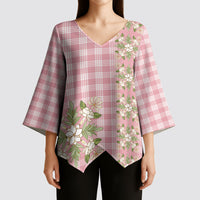 Akala Hamele Hawai'i Palaka Squares Maile Leaf Kimono Sleeve Blouse Flowers Hawaiian Quilt Patterns LT9 - Polynesian Pride