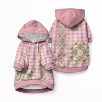 Akala Hamele Hawai'i Palaka Squares Maile Leaf Pet Hoodie Flowers Hawaiian Quilt Patterns LT9 Pullover Dusty Rose - Polynesian Pride