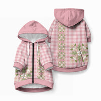 Akala Hamele Hawai'i Palaka Squares Maile Leaf Pet Hoodie Flowers Hawaiian Quilt Patterns LT9 Zip-up Dusty Rose - Polynesian Pride