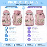 Akala Hamele Hawai'i Palaka Squares Maile Leaf Pet Hoodie Flowers Hawaiian Quilt Patterns LT9 - Polynesian Pride