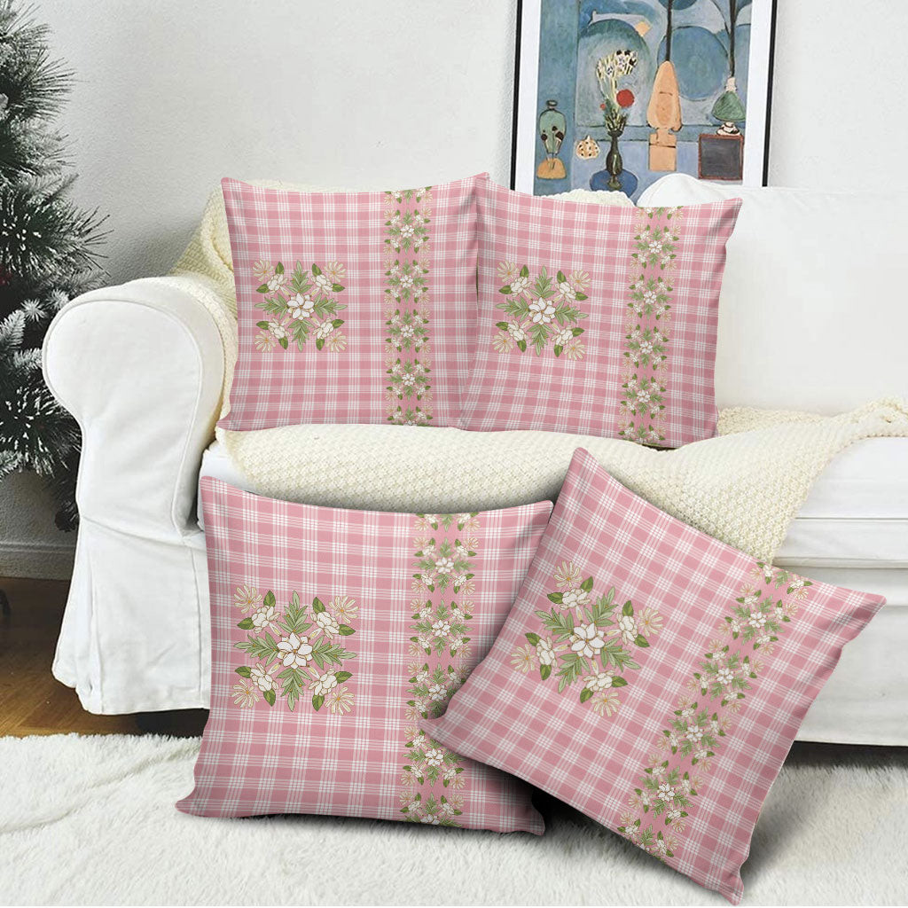 Akala Hamele Hawai'i Palaka Squares Maile Leaf Pillow Cover Flowers Hawaiian Quilt Patterns LT9 - Polynesian Pride