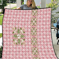 Akala Hamele Hawai'i Palaka Squares Maile Leaf Quilt Flowers Hawaiian Quilt Patterns LT9 Dusty Rose - Polynesian Pride