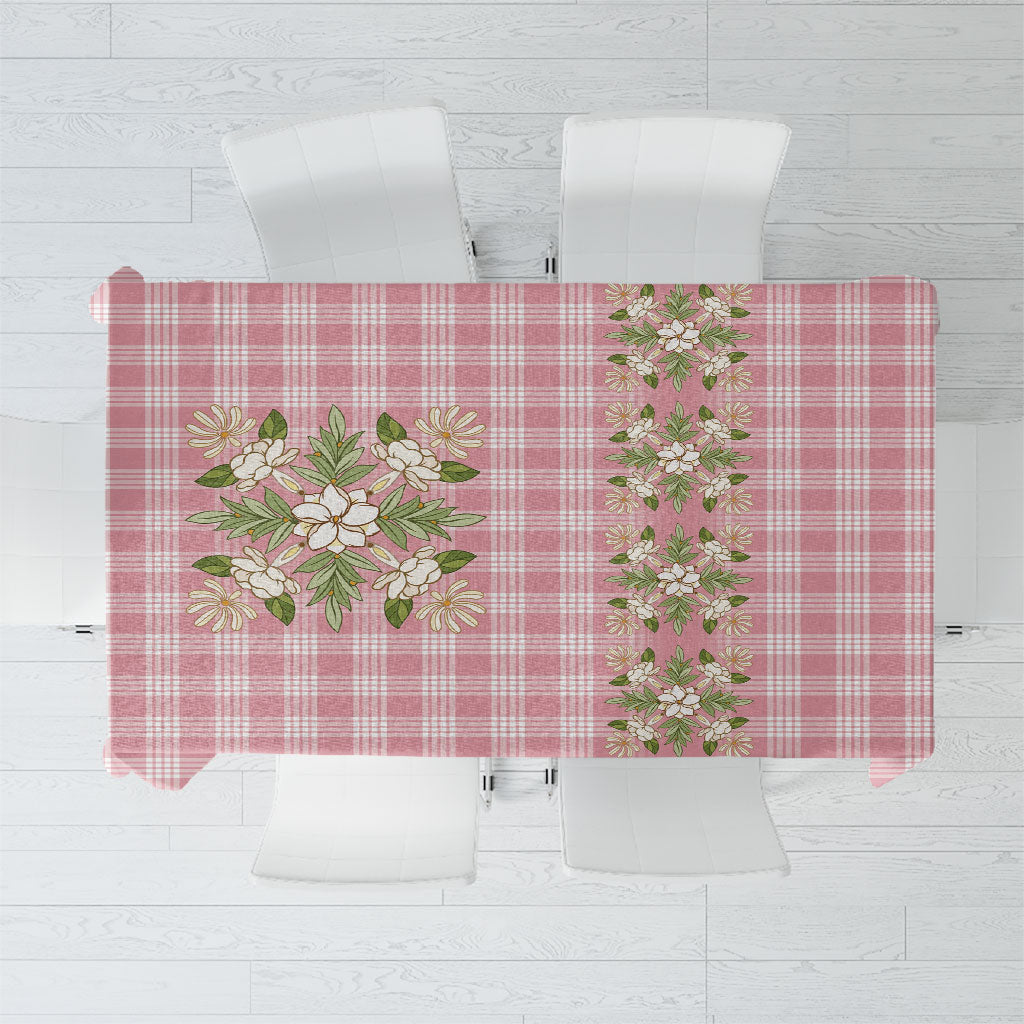 Akala Hamele Hawai'i Palaka Squares Maile Leaf Tablecloth Flowers Hawaiian Quilt Patterns LT9 Dusty Rose - Polynesian Pride