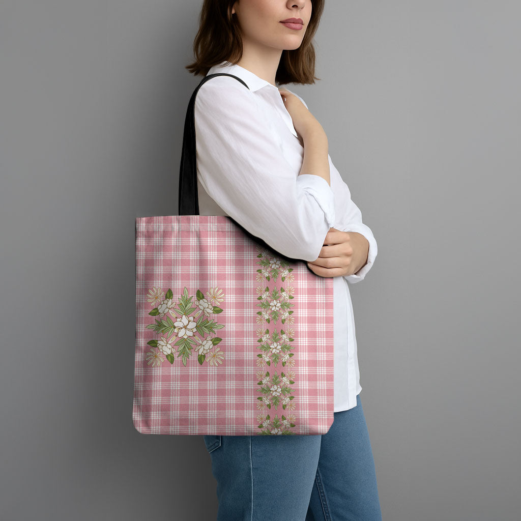 Akala Hamele Hawai'i Palaka Squares Maile Leaf Tote Bag Flowers Hawaiian Quilt Patterns LT9 - Polynesian Pride