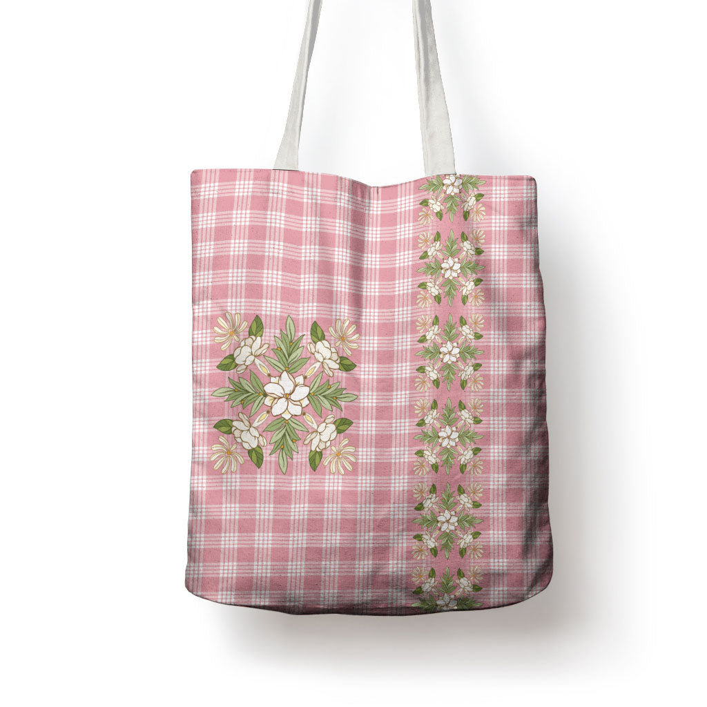 Akala Hamele Hawai'i Palaka Squares Maile Leaf Tote Bag Flowers Hawaiian Quilt Patterns LT9 - Polynesian Pride