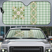 Liko Kukui Hawai'i Palaka Squares Maile Leaf Auto Sun Shade Flowers Hawaiian Quilt Patterns LT9 Sage Green - Polynesian Pride