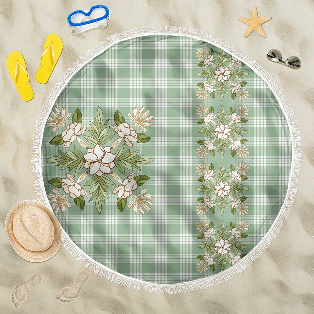 Liko Kukui Hawai'i Palaka Squares Maile Leaf Beach Blanket Flowers Hawaiian Quilt Patterns LT9 One Size 150cm Sage Green - Polynesian Pride