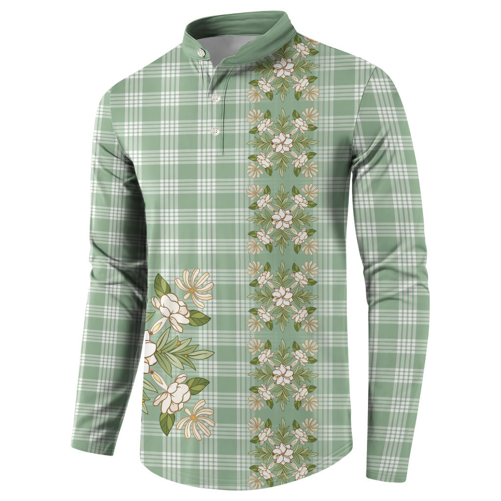 Liko Kukui Hawai'i Palaka Squares Maile Leaf Button Sweatshirt Flowers Hawaiian Quilt Patterns LT9 - Polynesian Pride