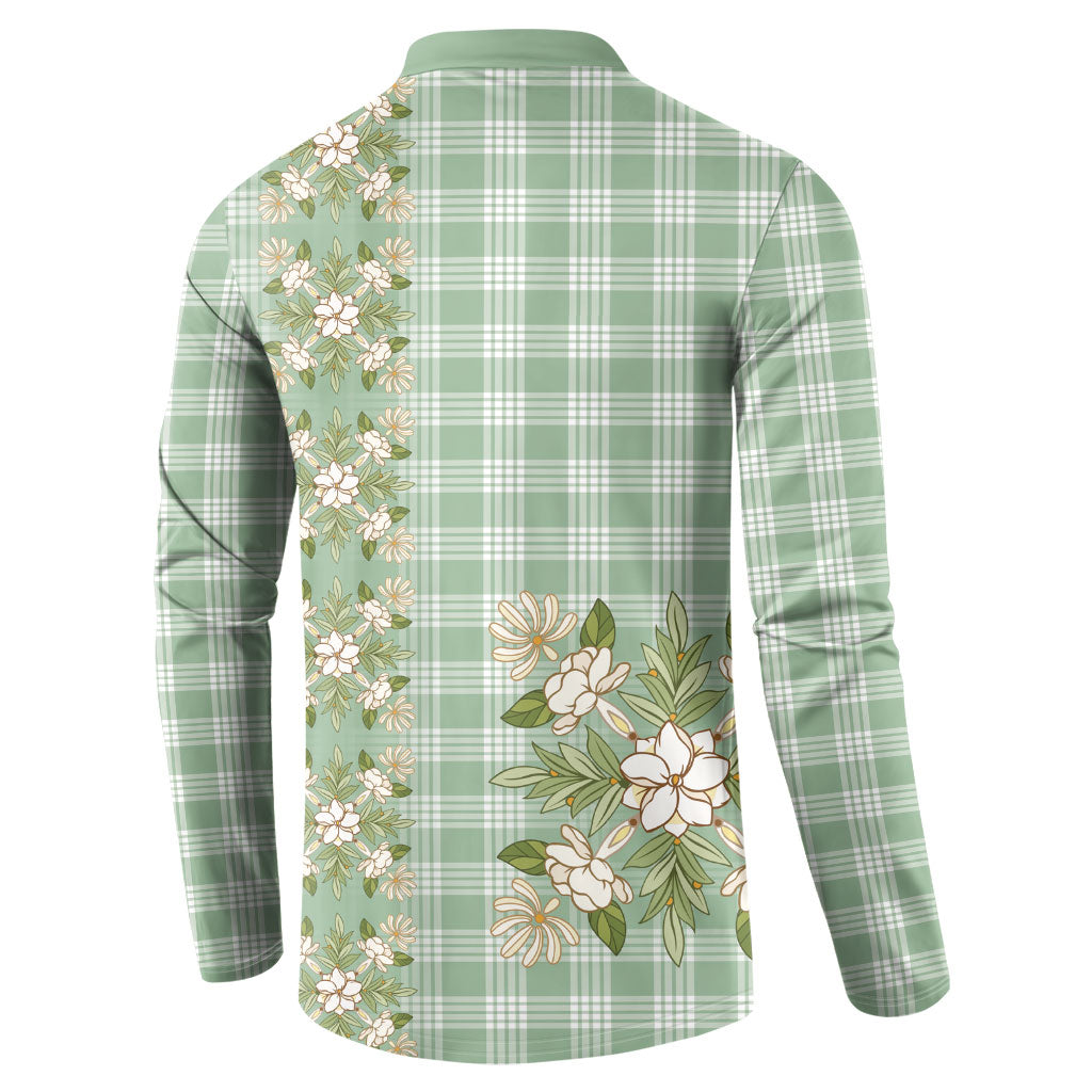 Liko Kukui Hawai'i Palaka Squares Maile Leaf Button Sweatshirt Flowers Hawaiian Quilt Patterns LT9 - Polynesian Pride