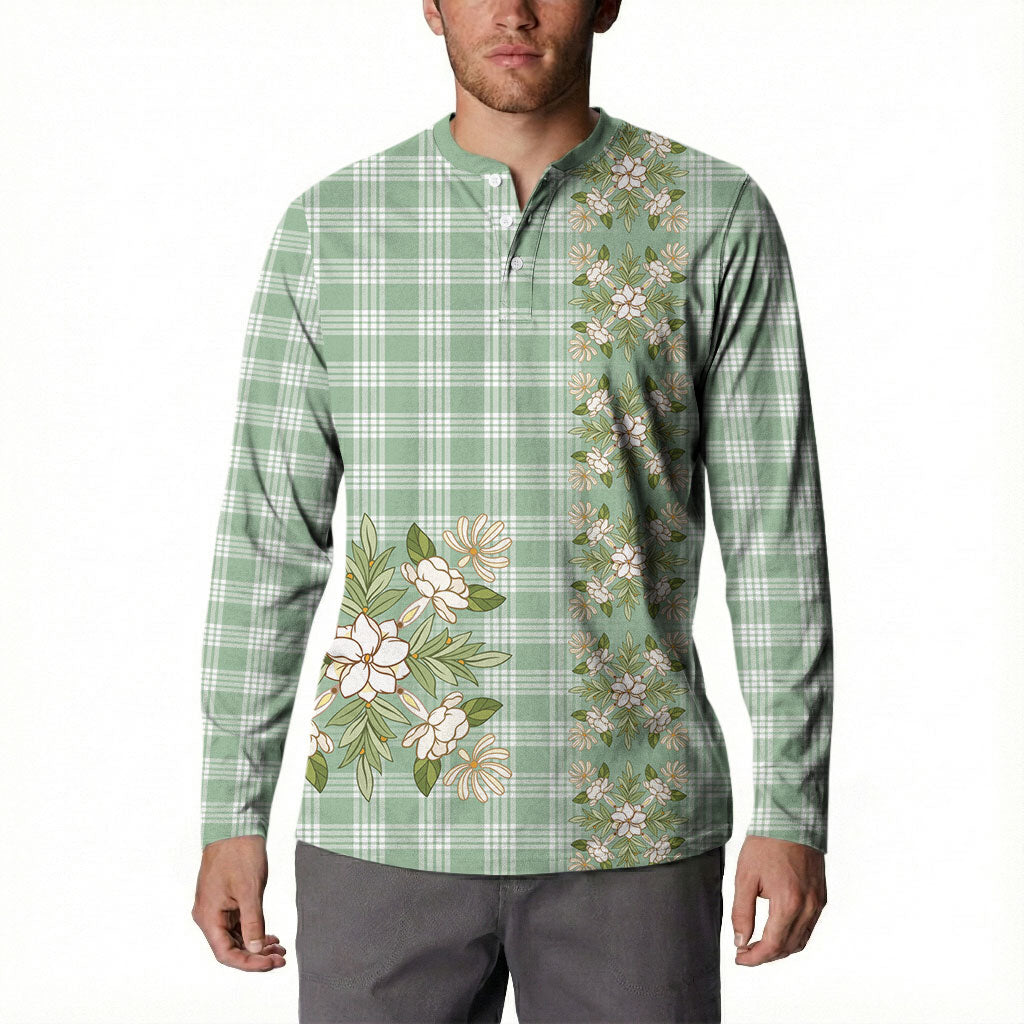 Liko Kukui Hawai'i Palaka Squares Maile Leaf Button Sweatshirt Flowers Hawaiian Quilt Patterns LT9 - Polynesian Pride