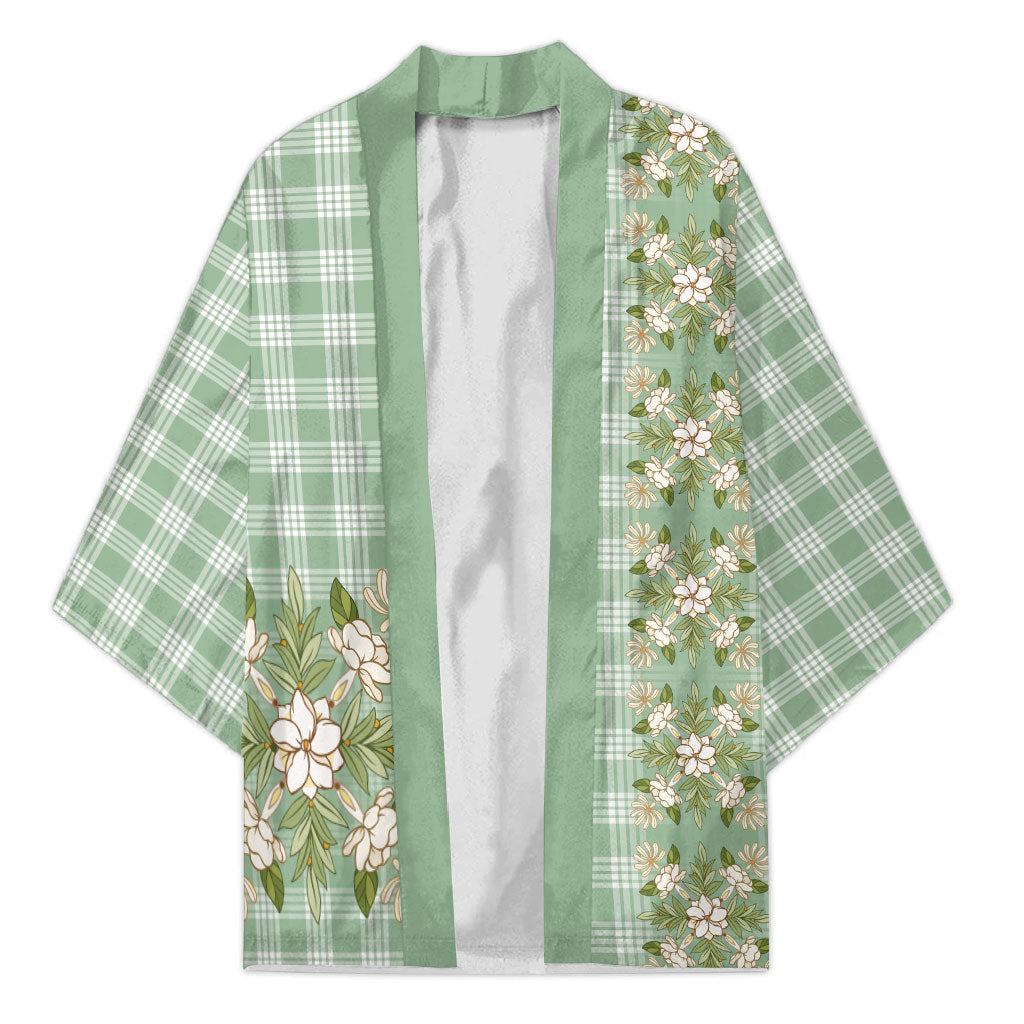Liko Kukui Hawai'i Palaka Squares Maile Leaf Kimono Flowers Hawaiian Quilt Patterns LT9 Unisex Sage Green - Polynesian Pride