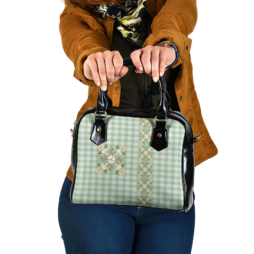 Liko Kukui Hawai'i Palaka Squares Maile Leaf Shoulder Handbag Flowers Hawaiian Quilt Patterns LT9 One Size Sage Green - Polynesian Pride