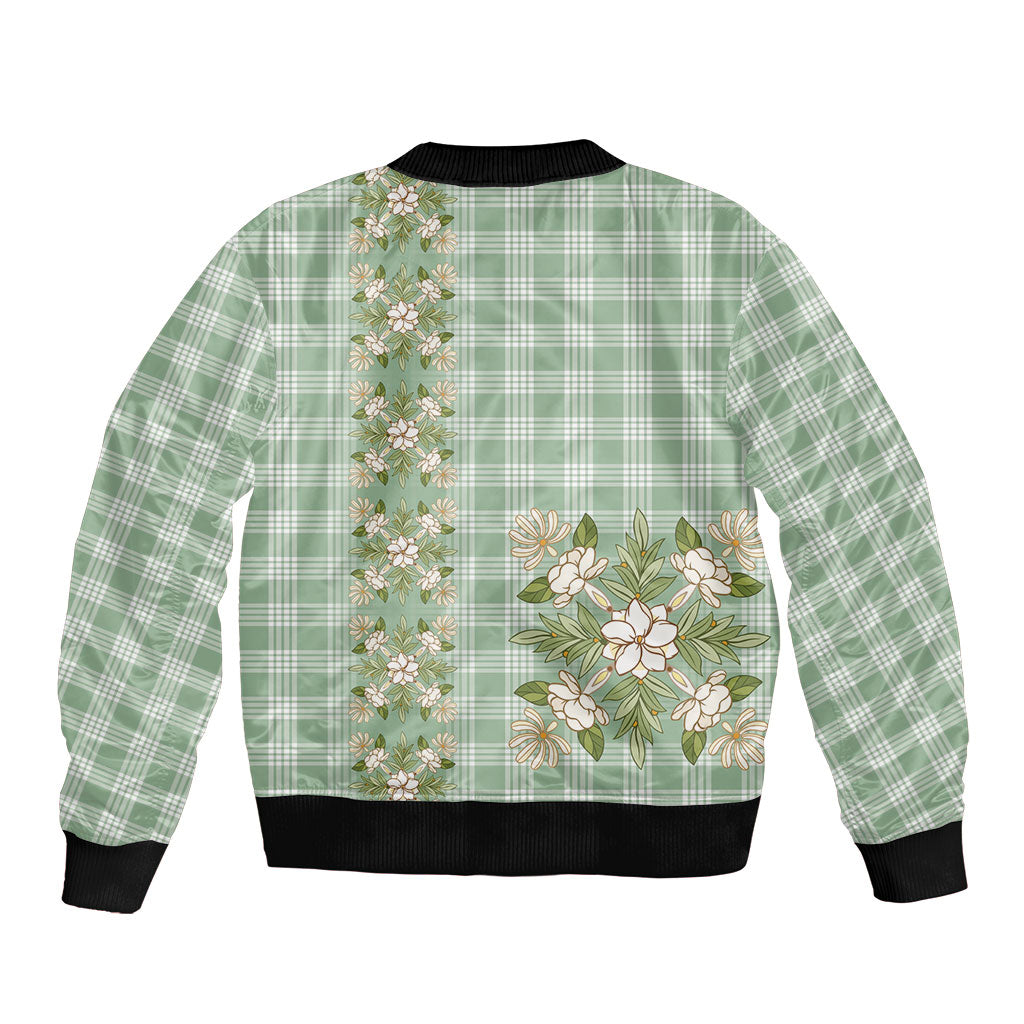 Liko Kukui Hawai'i Palaka Squares Maile Leaf Sleeve Zip Bomber Jacket Flowers Hawaiian Quilt Patterns LT9 - Polynesian Pride