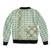 Liko Kukui Hawai'i Palaka Squares Maile Leaf Sleeve Zip Bomber Jacket Flowers Hawaiian Quilt Patterns LT9 - Polynesian Pride
