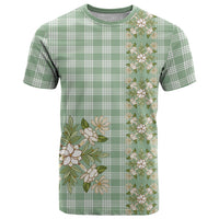 Liko Kukui Hawai'i Palaka Squares Maile Leaf T Shirt Flowers Hawaiian Quilt Patterns LT9 Sage Green - Polynesian Pride