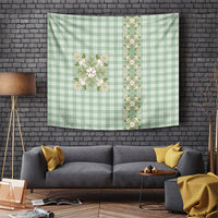 Liko Kukui Hawai'i Palaka Squares Maile Leaf Tapestry Flowers Hawaiian Quilt Patterns LT9 Sage Green - Polynesian Pride