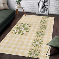 Melemele Ahiahia Hawai'i Palaka Squares Maile Leaf Area Rug Flowers Hawaiian Quilt Patterns LT9 Pastel Yellow - Polynesian Pride