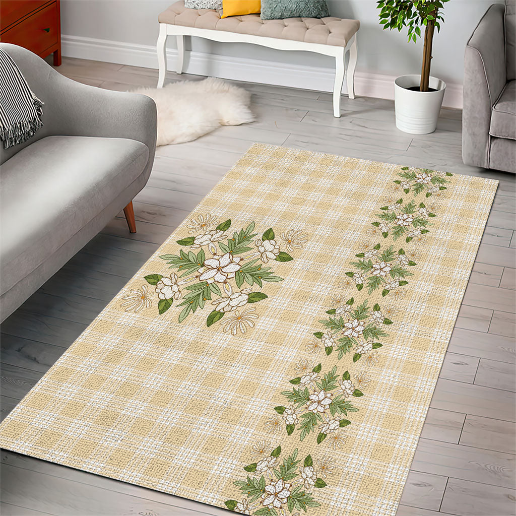 Melemele Ahiahia Hawai'i Palaka Squares Maile Leaf Area Rug Flowers Hawaiian Quilt Patterns LT9 - Polynesian Pride